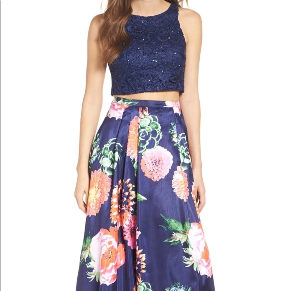 Sequin Hearts 2 piece prom dress